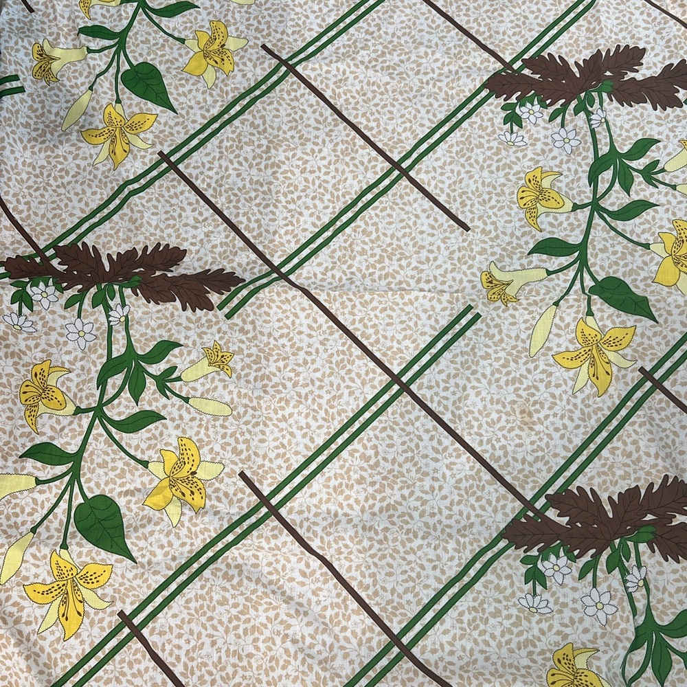 Vintage JC Penney Yellow Lily Floral Set of Curtains Panels